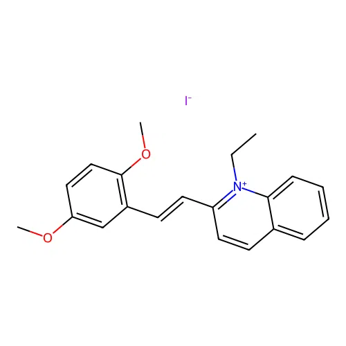 Quinolinium, 2-(2-(2,5-dimethoxyphenyl)ethenyl)-1-ethyl-, iodide structure