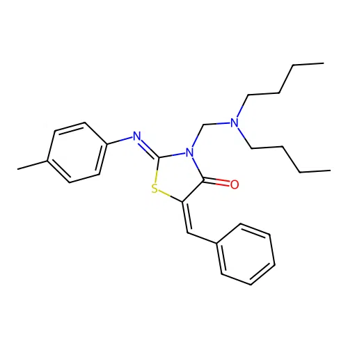 3-((Dibutylamino)methyl)-2-((4-methylphenyl)imino)-5-(phenylmethylene)-4-thiazolidinone structure