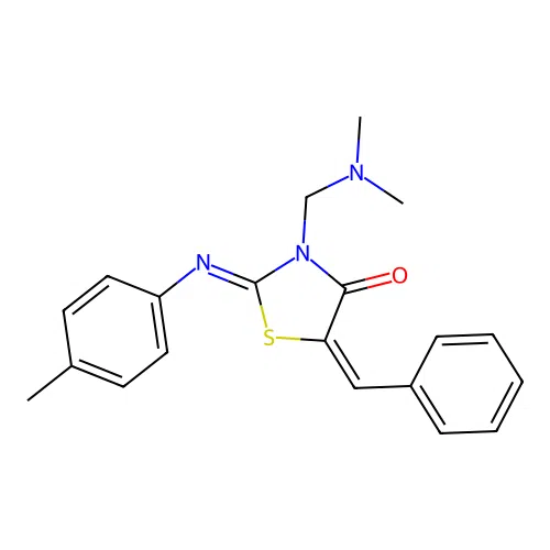 3-((Dimethylamino)methyl)-2-((4-methylphenyl)imino)-5-(phenylmethylene)-4-thiazolidinone structure