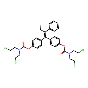 1,1-bis(4-(N,N-bis-2-chloroethylcarbamoyloxy)phenyl)-2-phenylbut-1-ene structure
