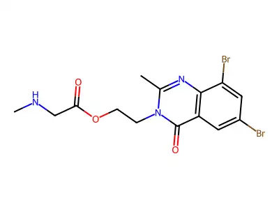 Glycine, N-methyl-, 2-(6,8-dibromo-2-methyl-4-oxo-3(4H)-quinazolinyl)ethyl ester structure