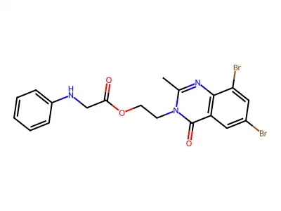 Glycine, N-phenyl-, 2-(6,8-dibromo-2-methyl-4-oxo-3(4H)-quinazolinyl)ethyl ester structure