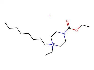 4-(Ethoxycarbonyl)-1-ethyl-1-octylpiperazin-1-ium iodide structure