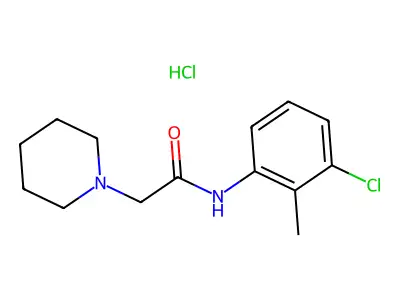 1-Piperidineaceto-o-toluidide, 3'-chloro-, hydrochloride structure
