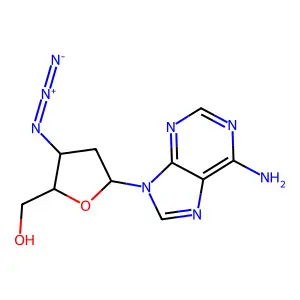 9-(3'-Azido-2',3'-dideoxy-beta-D-threo-pentofuranosyl)adenine structure