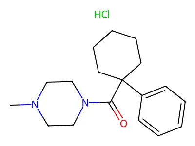 Piperazine, 1-methyl-4-(1-phenylcyclohexylcarbonyl)-, hydrochloride structure