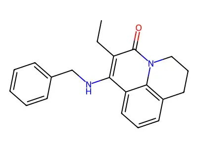 7-(benzylamino)-6-ethyl-2,3-dihydro-1H,5H-pyrido[3,2,1-ij]quinolin-5-one structure