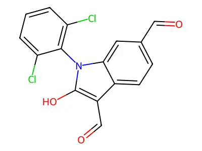 1-(2,6-Dichlorophenyl)-3-(hydroxymethylene)-6-formylindolin-2-one structure
