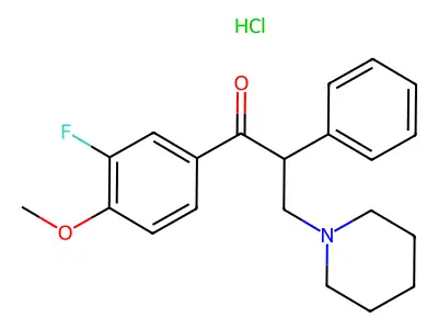 Propiophenone, 3'-fluoro-4'-methoxy-2-phenyl-3-(1-piperidinyl)-, hydrochloride structure