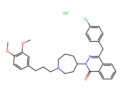 1(2H)-Phthalazinone, 4-((4-chlorophenyl)methyl)-2-(1-(3-(3,4-dimethoxyphenyl)propyl)hexahydro-1H-azepin-4-yl)-, hydrochloride, hydrate (1:1:1) structure
