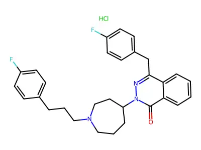1(2H)-Phthalazinone, 4-((4-fluorophenyl)methyl)-2-(1-(3-(4-fluorophenyl)propyl)hexahydro-1H-azepin-4-yl)-, monohydrochloride structure