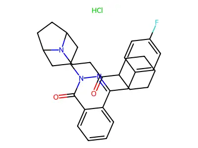 1(2H)-Phthalazinone, 2-(8-(3-cyclohexyl-3-oxopropyl)-8-azabicyclo(3.2.1)oct-3-yl)-4-((4-fluorophenyl)methyl)-, monohydrochloride structure