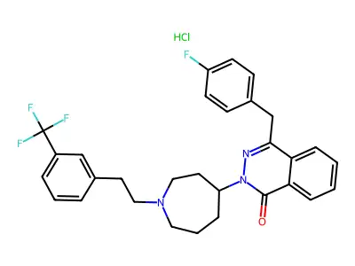 1(2H)-Phthalazinone, 4-((4-fluorophenyl)methyl)-2-(hexahydro-1-(2-(3-(trifluoromethyl)phenyl)ethyl)-1H-azepin-4-yl)-, monohydrochloride structure