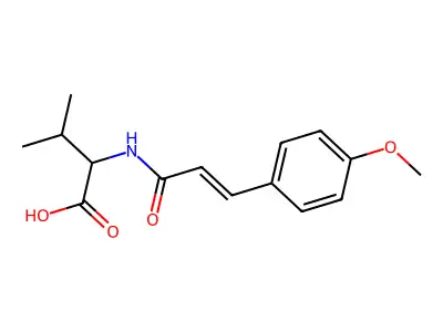 (2S)-2-[3-(4-methoxyphenyl)prop-2-enamido]-3-methylbutanoic acid structure