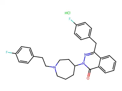 1(2H)-Phthalazinone, 2-(1-(2-(4-fluorophenyl)ethyl)hexahydro-1H-azepin-4-yl)-4-((4-fluorophenyl)methyl)-, monohydrochloride structure