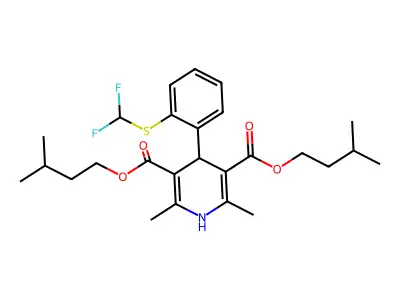 3,5-Pyridinedicarboxylic acid, 1,4-dihydro-4-(2-((difluoromethyl)thio)phenyl)-2,6-dimethyl-, bis(3-methylbutyl) ester structure