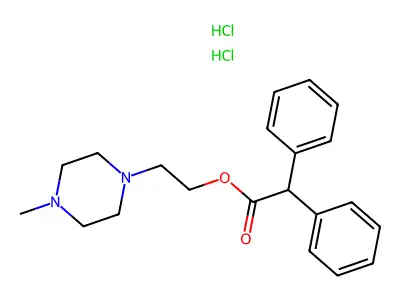 Acetic acid, diphenyl-, 2-(4-methyl-1-piperazinyl)ethyl ester, dihydrochloride structure