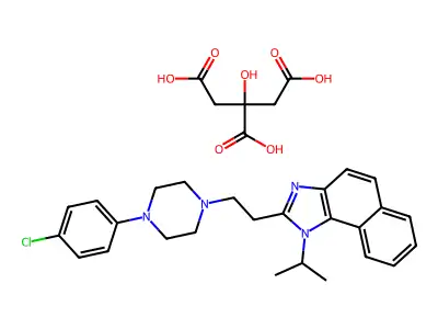 1H-Naphth(1,2-d)imidazole, 2-(2-(4-(4-chlorophenyl)-1-piperazinyl)ethyl)-1-(1-methylethyl)-, 2-hydroxy-1,2,3-propanetricarboxylate (1:1) structure