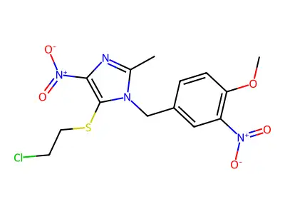 1H-Imidazole, 5-((2-chloroethyl)thio)-1-((4-methoxy-3-nitrophenyl)methyl)-2-methyl-4-nitro- structure