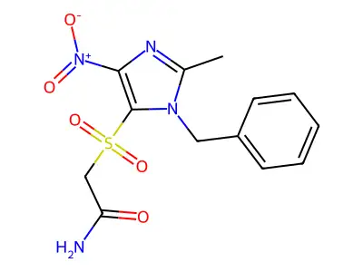 Acetamide, 2-((2-methyl-4-nitro-1-(phenylmethyl)-1H-imidazol-5-yl)sulfonyl)- structure