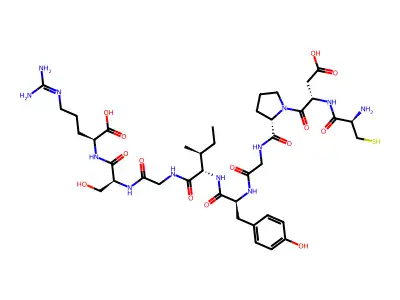 H-DL-Cys-DL-Asp-DL-Pro-Gly-DL-Tyr-DL-xiIle-Gly-DL-Ser-DL-Arg-OH structure