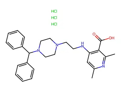 2,6-Dimethyl-4-((2-(4-diphenylmethyl-1-piperazinyl)ethyl)amino)pyridine-2-carboxylic acid 3HCl structure