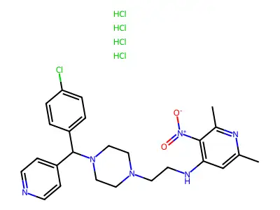 1-Piperazineethanamine, 4-((4-chlorophenyl)-4-pyridinylmethyl)-N-(2,6-dimethyl-3-nitro-4-pyridinyl)-, tetrahydrochloride structure