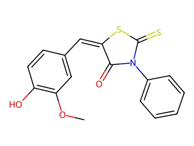 5-(4-Hydroxy-3-methoxybenzylidene)-3-phenyl-2-thioxo-1,3-thiazolidin-4-one structure