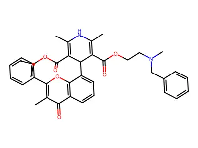 3,5-Pyridinedicarboxylic acid, 1,4-dihydro-2,6-dimethyl-4-(3-methyl-4-oxo-2-phenyl-4H-1-benzopyran-8-yl)-, 1-methylethyl 2-(methyl(phenylmethyl)amino)ethyl ester structure