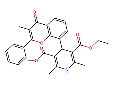 Methyl ethyl 2,6-dimethyl-4-(3-methylflavon-8-yl)-1,4-dihydropyridine-3,5-dicarboxylate structure