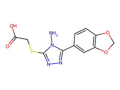 Acetic acid, ((4-amino-5-(1,3-benzodioxol-5-yl)-4H-1,2,4-triazol-3-yl)thio)- structure