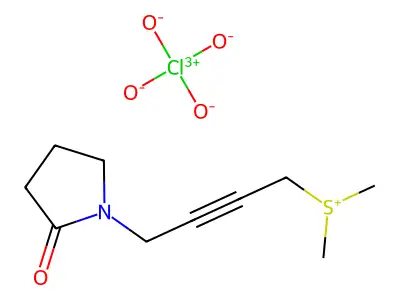Sulfonium, dimethyl(4-(2-oxo-1-pyrrolidinyl)-2-butynyl)-, perchlorate structure