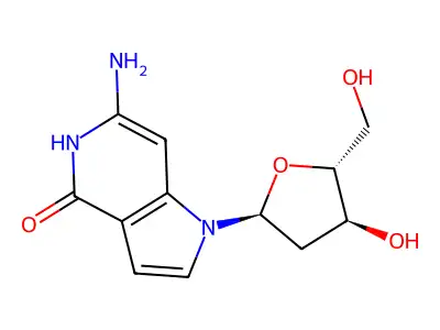 6-amino-1-(2-deoxypentofuranosyl)-1H-pyrrolo(3,2-c)pyridin-4(5H)-one structure