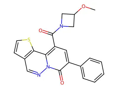 Azetidine, 3-methoxy-1-((7-oxo-8-phenyl-7H-pyrido(1,2-b)thieno(2,3-d)pyridazin-10-yl)carbonyl)- structure