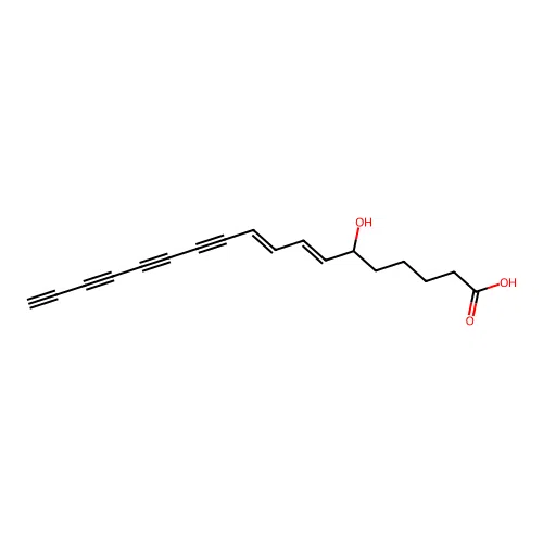 6-hydroxy-7E,9E-Octadecadiene-11,13,15,17-tetraynoic acid structure