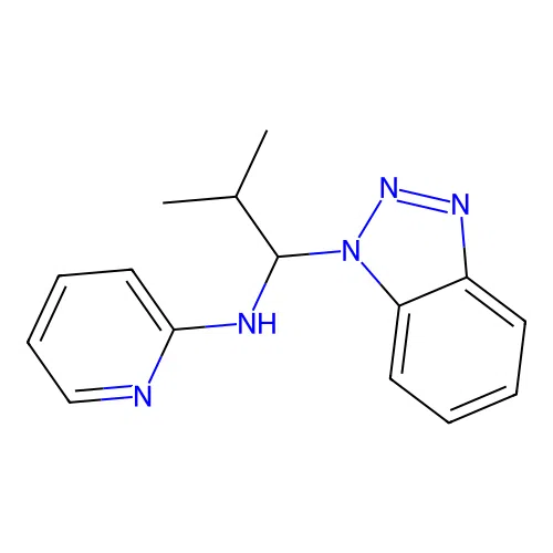 N-[1-(benzotriazol-1-yl)-2-methylpropyl]pyridin-2-amine structure