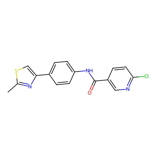 6-chloro-N-[4-(2-methyl-1,3-thiazol-4-yl)phenyl]pyridine-3-carboxamide structure