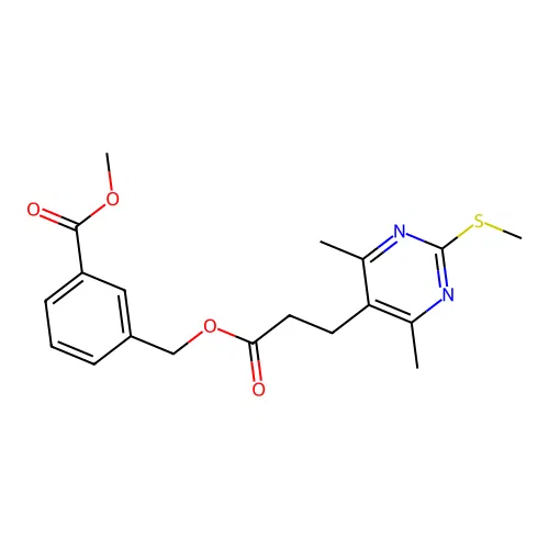 methyl 3-[({3-[4,6-dimethyl-2-(methylsulfanyl)pyrimidin-5-yl]propanoyl}oxy)methyl]benzoate structure