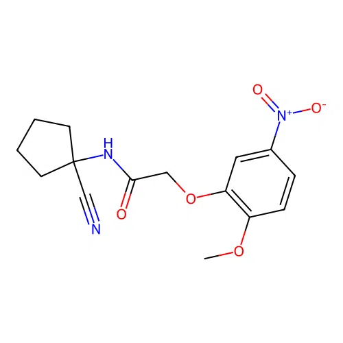 N-(1-cyanocyclopentyl)-2-(2-methoxy-5-nitrophenoxy)acetamide structure