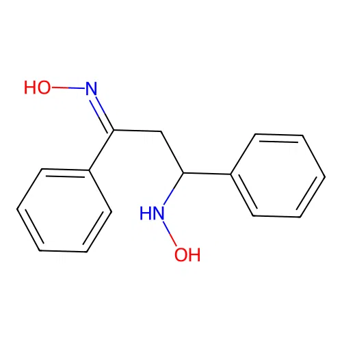 3-(Hydroxyimino)-1,3-diphenylpropylhydroxylamine structure