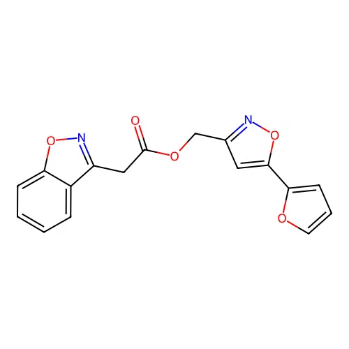 [5-(Furan-2-yl)-1,2-oxazol-3-yl]methyl 2-(1,2-benzoxazol-3-yl)acetate structure