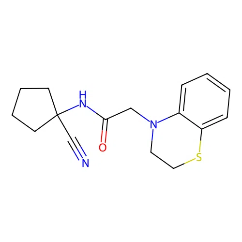 N-(1-cyanocyclopentyl)-2-(3,4-dihydro-2H-1,4-benzothiazin-4-yl)acetamide structure