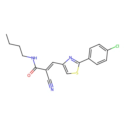N-butyl-3-[2-(4-chlorophenyl)-1,3-thiazol-4-yl]-2-cyanoprop-2-enamide structure