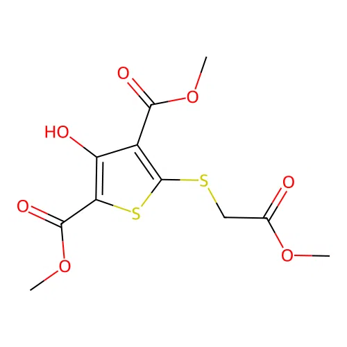 Dimethyl 3-hydroxy-5-[(2-methoxy-2-oxoethyl)sulfanyl]thiophene-2,4-dicarboxylate structure
