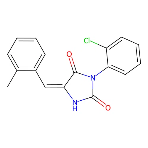 2,4-Imidazolidinedione, 3-(2-chlorophenyl)-5-(2-methylphenylmethylene)- structure
