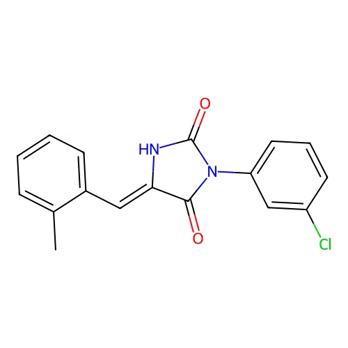 2,4-Imidazolidinedione, 3-(3-chlorophenyl)-5-(2-methylphenylmethylene)- structure