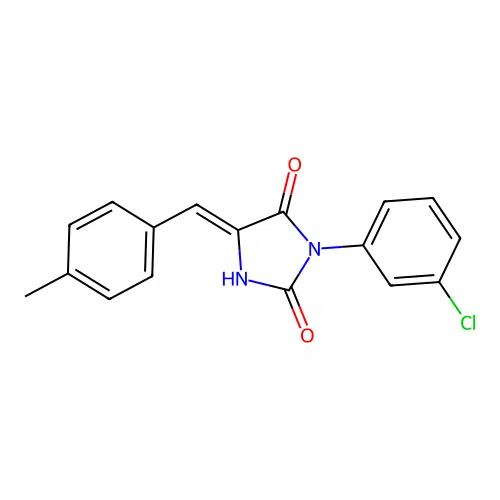 2,4-Imidazolidinedione, 3-(3-chlorophenyl)-5-(4-methylphenylmethylene)- structure