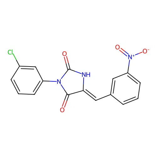 2,4-Imidazolidinedione, 3-(3-chlorophenyl)-5-(3-nitrophenylmethylene)- structure