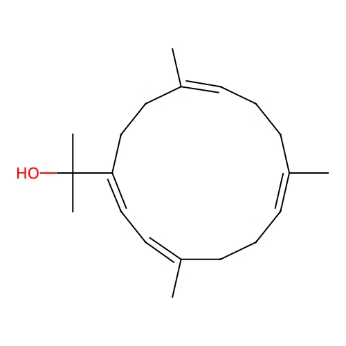 1,3,7,11-Cyclotetradecatetraene-1-methanol, alpha,alpha,4,8,12-pentamethyl-, (all-E)- structure