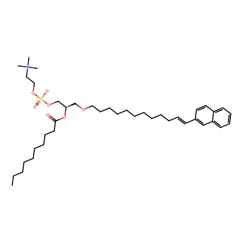 1-O-(12-(2-naphthyl)dodec-11-enyl)-2-O-decanoyl-sn-glycerol-3-phosphocholine structure